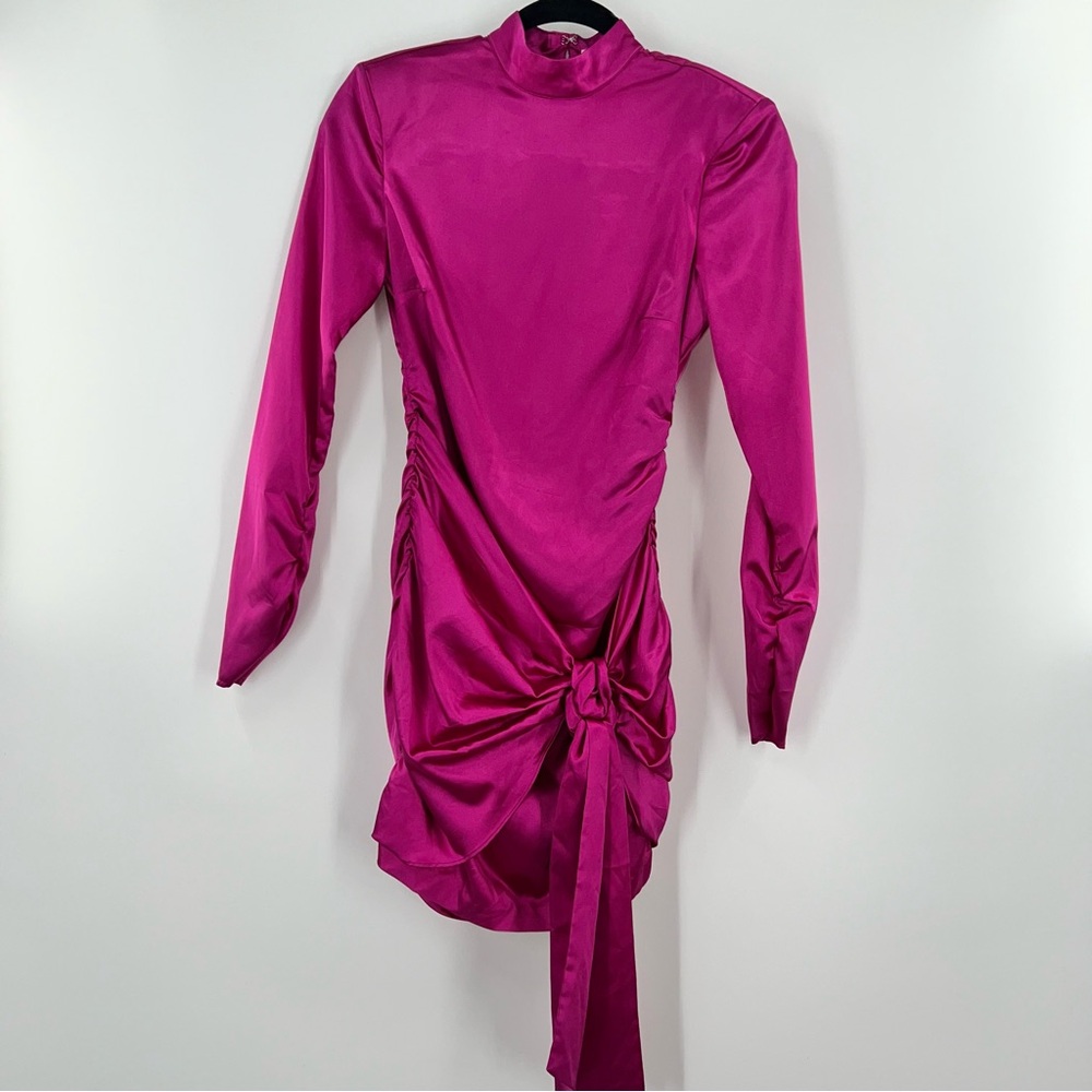 Likely NWT Khaleesi Satin Ruched Mini Dress in Magenta size 00 ASO Keke Palmer - Picture 4 of 12